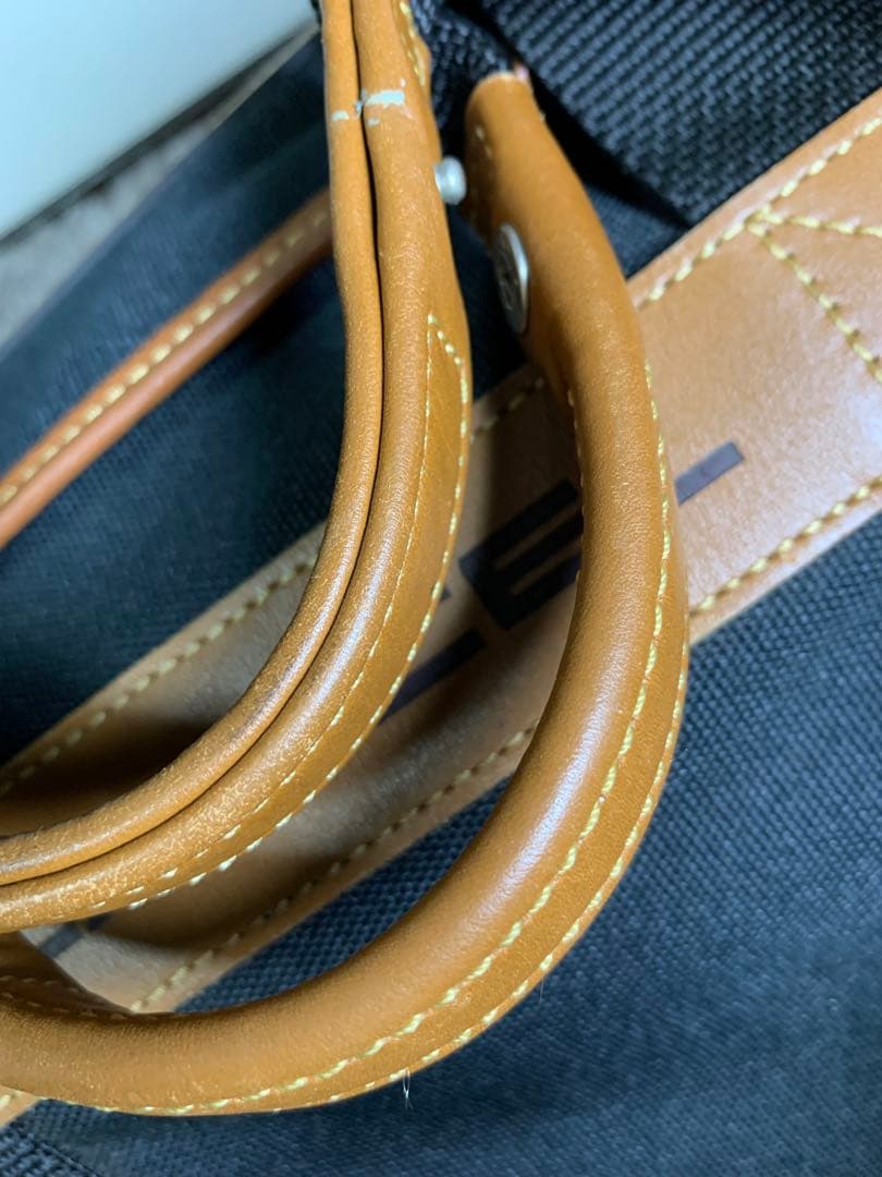 極美品　LANCEL ブラック　キャンバス　レザー　ボストンバッグ　特大サイズ