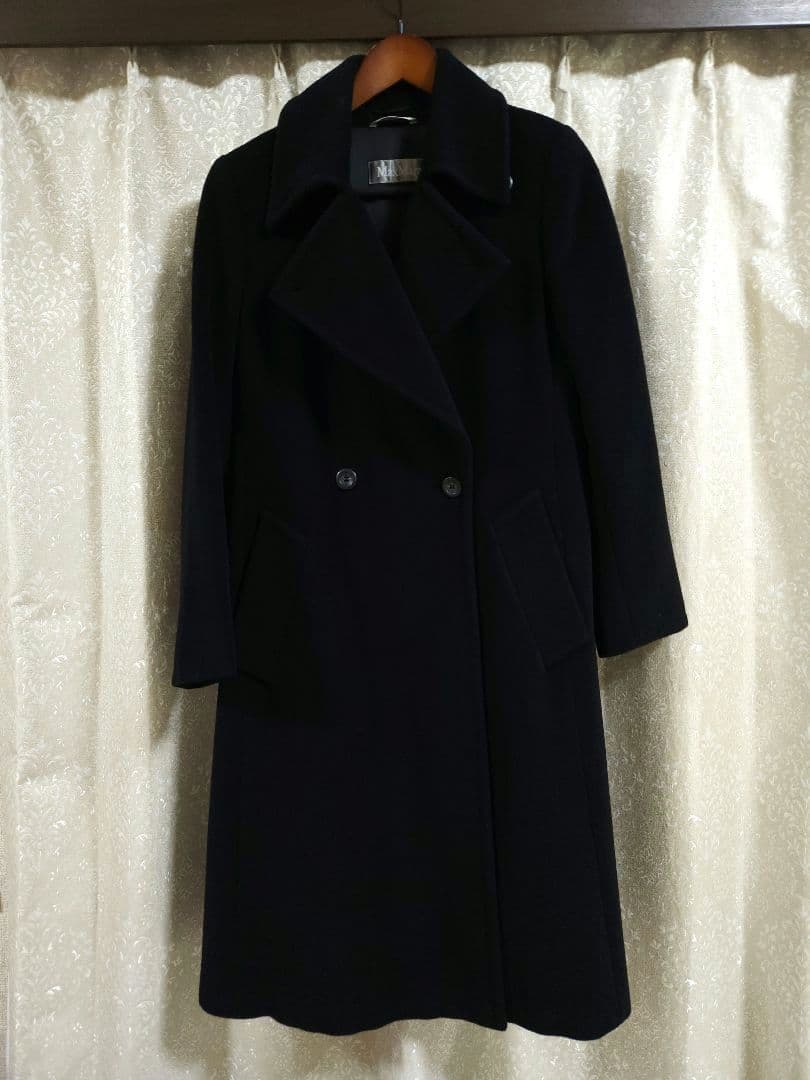 MaxMara 高級ロングコート 26万 アンゴラ ブラック　秋冬～春先迄