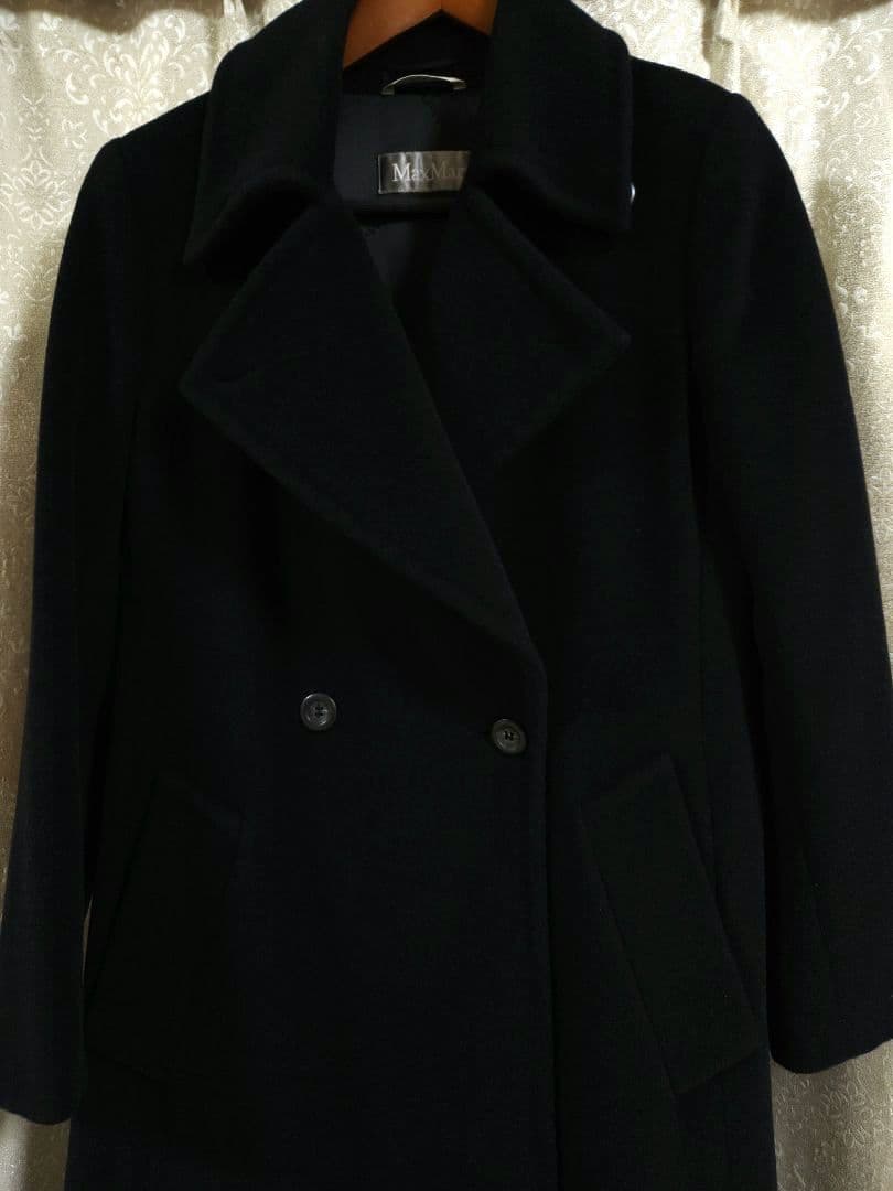 MaxMara 高級ロングコート 26万 アンゴラ ブラック　秋冬～春先迄