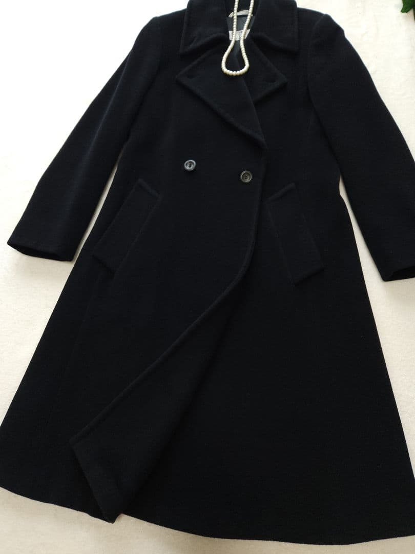 MaxMara 高級ロングコート 26万 アンゴラ ブラック　秋冬～春先迄