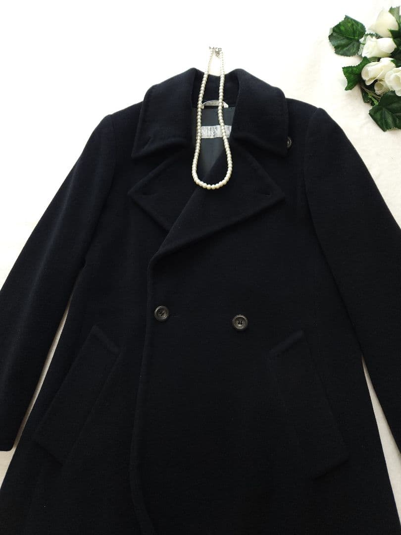 MaxMara 高級ロングコート 26万 アンゴラ ブラック　秋冬～春先迄