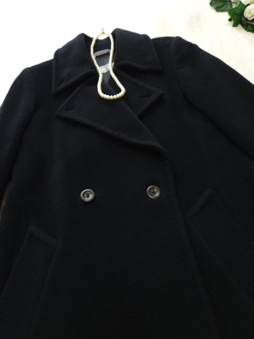 MaxMara 高級ロングコート 26万 アンゴラ ブラック　秋冬～春先迄