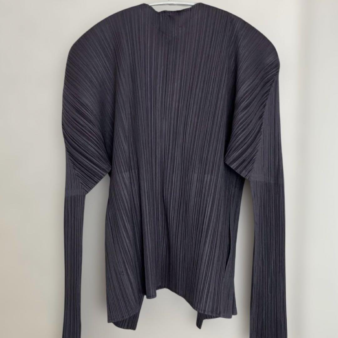 PLEATS PLEASE カーディガン 長袖 ダークグレー サイズ4