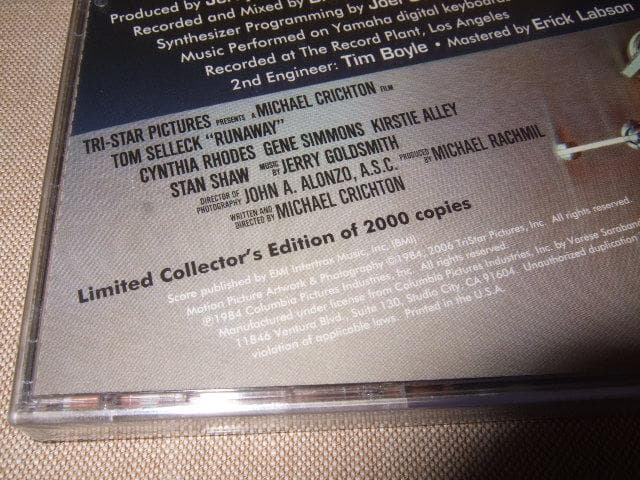 JERRY GOLDSMITH,新品,サウンドトラック,未来警察,RUNAWAY