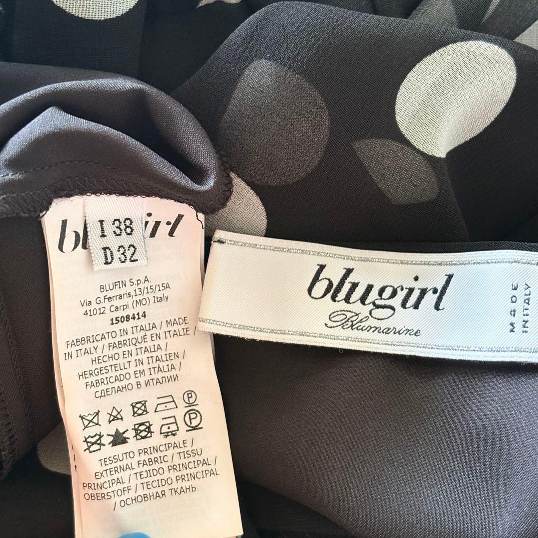 Blugirl blumarin ドット柄半袖ワンピース　黒×白