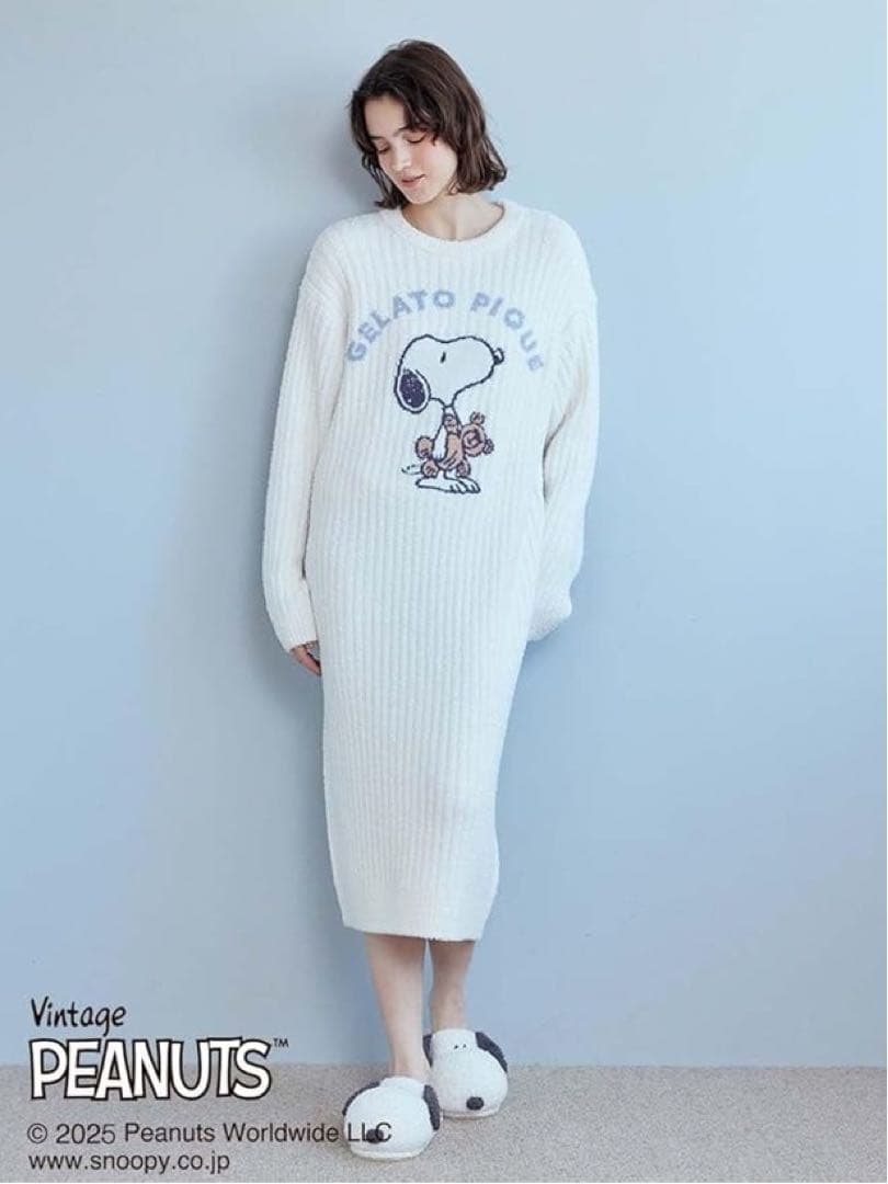 【ジェラートピケ】SNOOPYジャガードワンピース スヌーピー レディース