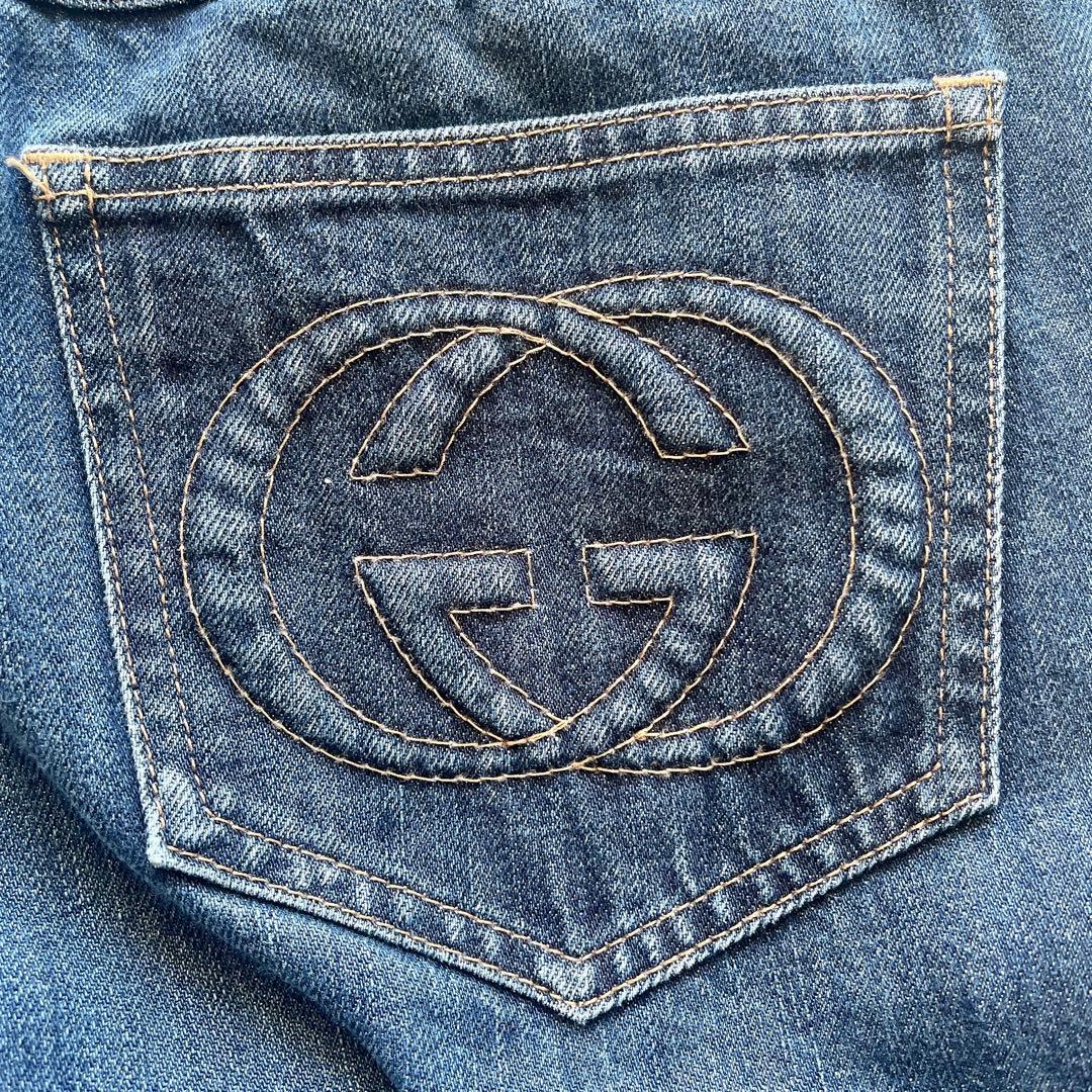 最級 美品 GUCCI グッチ フレア ブーツカットデニムパンツ 38 GGロゴ