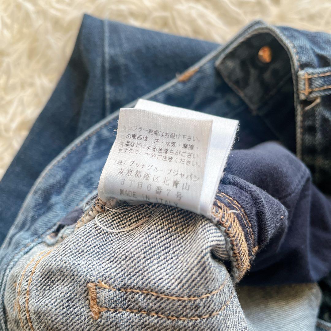 最級 美品 GUCCI グッチ フレア ブーツカットデニムパンツ 38 GGロゴ