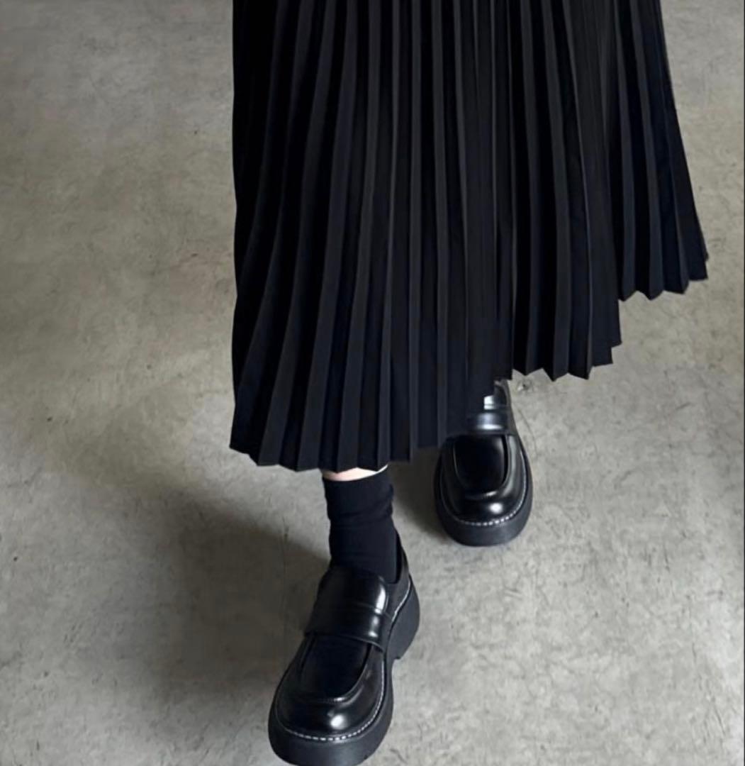 SALE新品FASHIRUファシル プリーツロングスカート ブラック