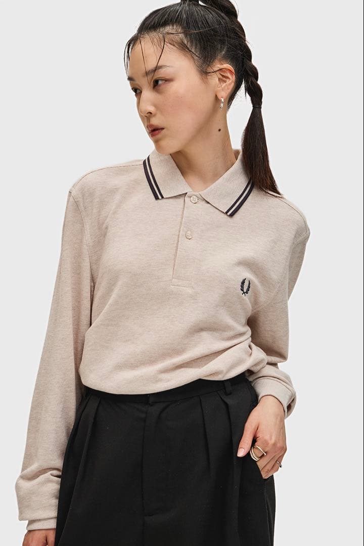 FRED PERRY ベージュ 長袖ポロシャツ M ユニセックス