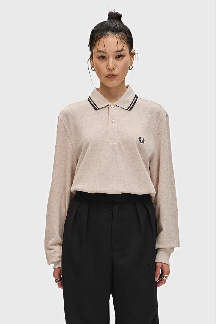 FRED PERRY ベージュ 長袖ポロシャツ M ユニセックス
