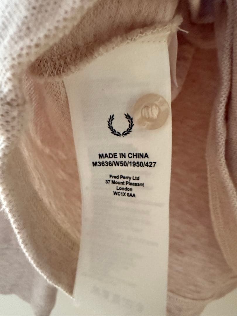 FRED PERRY ベージュ 長袖ポロシャツ M ユニセックス