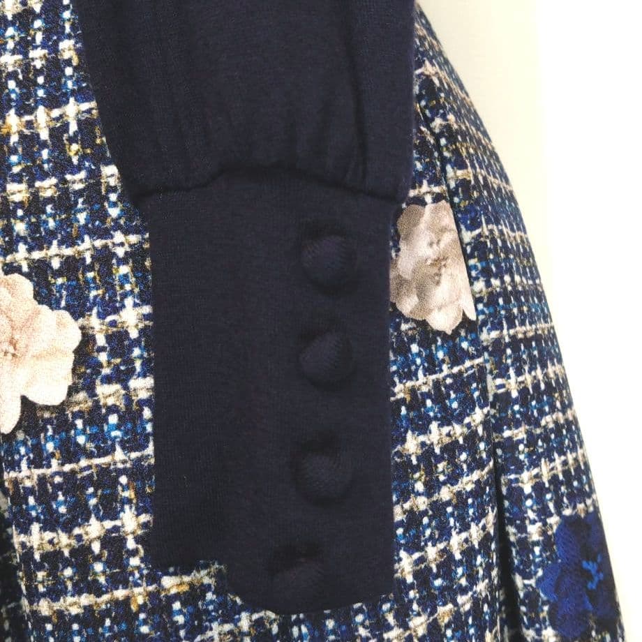 M’S GRACY エムズグレイシー ワンピース 異素材コンビ 紺 秋冬