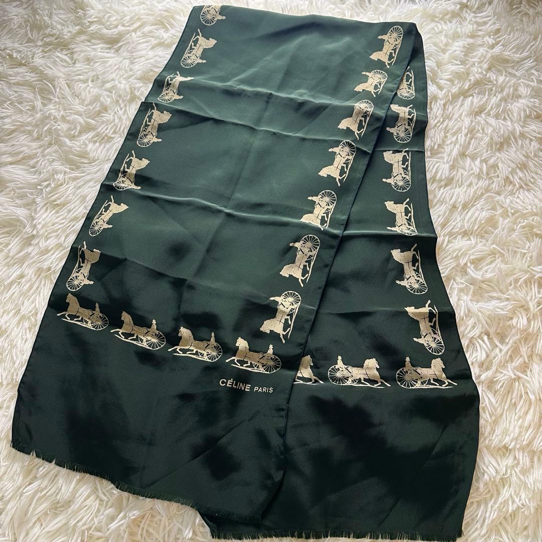 美品 セリーヌ CELINE ストール スカーフ シルク100%