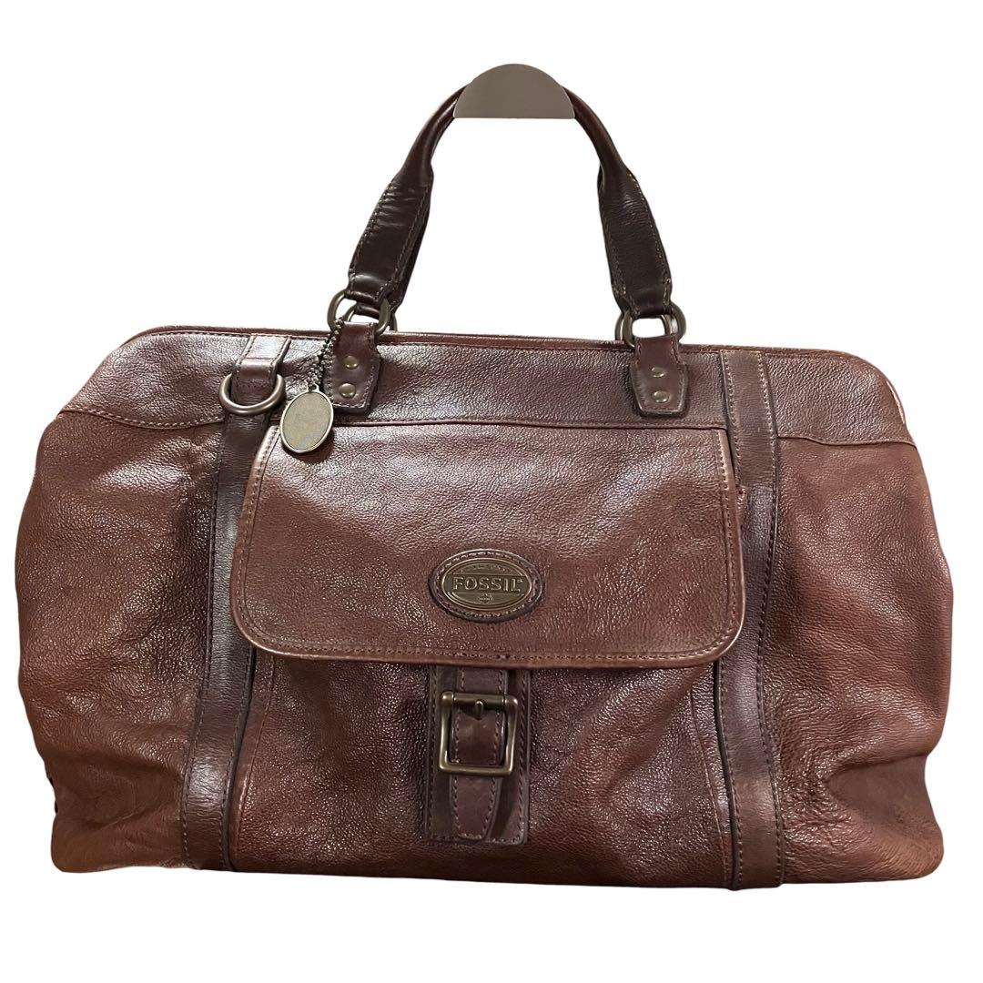 Fossil フォッシル ボストンバッグ ブラウン レザー 大容量 ビジネス