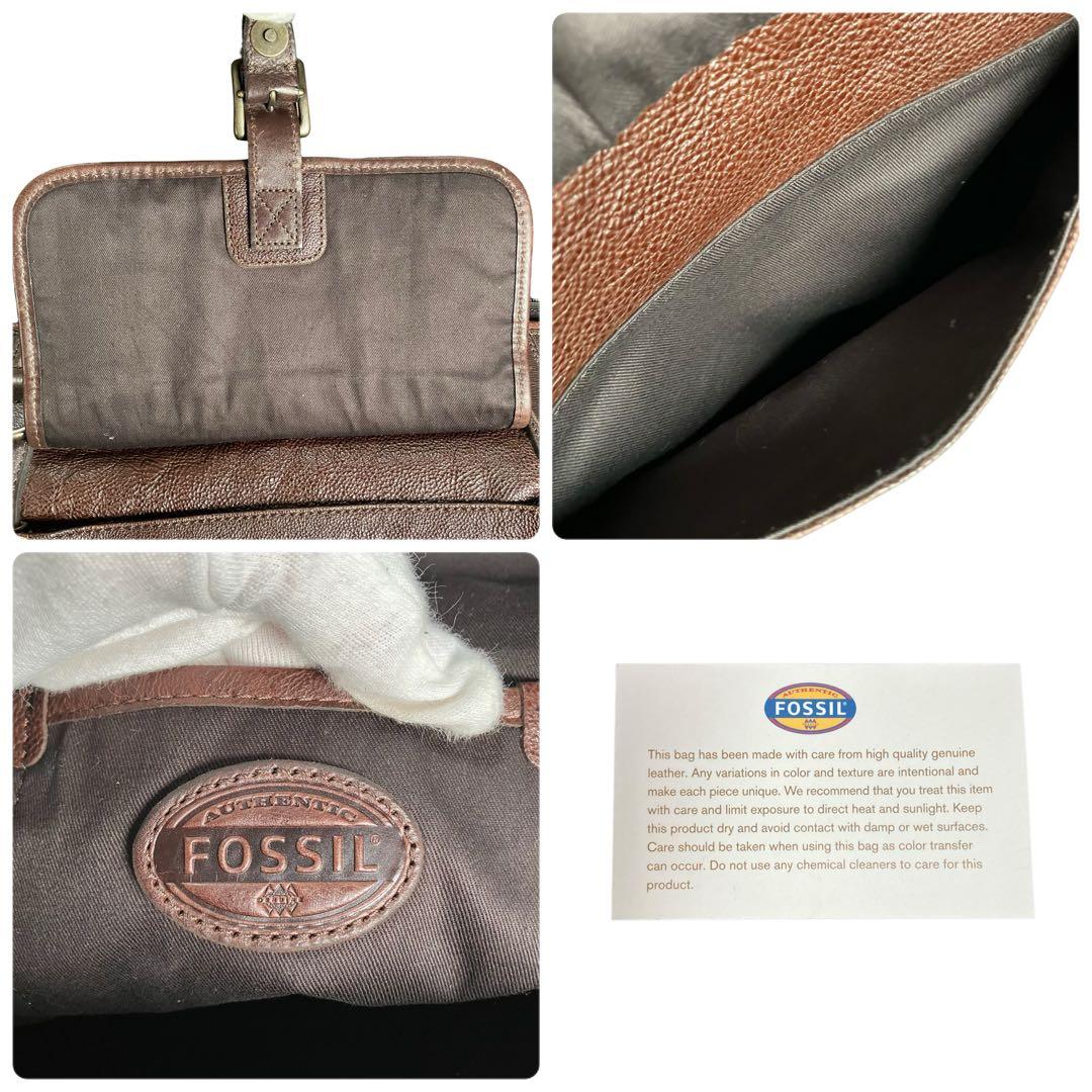 Fossil フォッシル ボストンバッグ ブラウン レザー 大容量 ビジネス