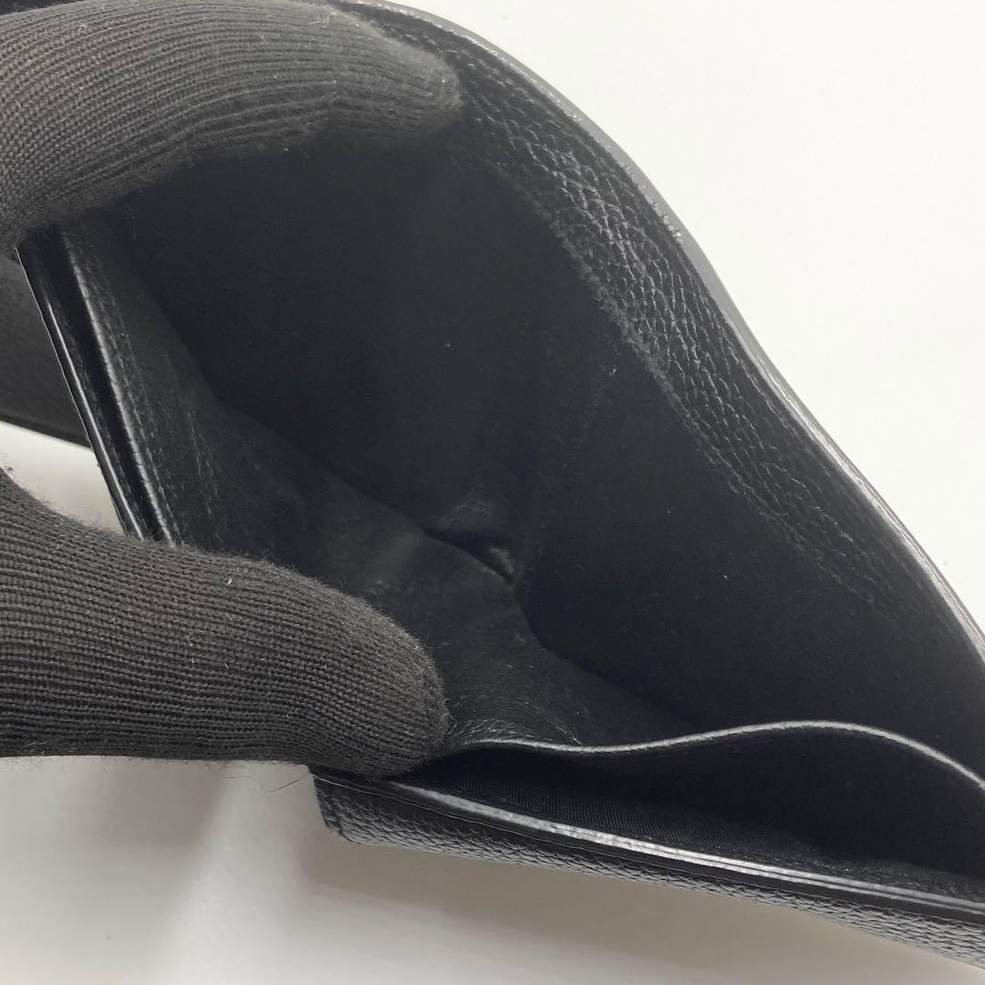 極美品　サンローラン　折り財布　YSL シボ革　レザー　ユニセックス　ブラック