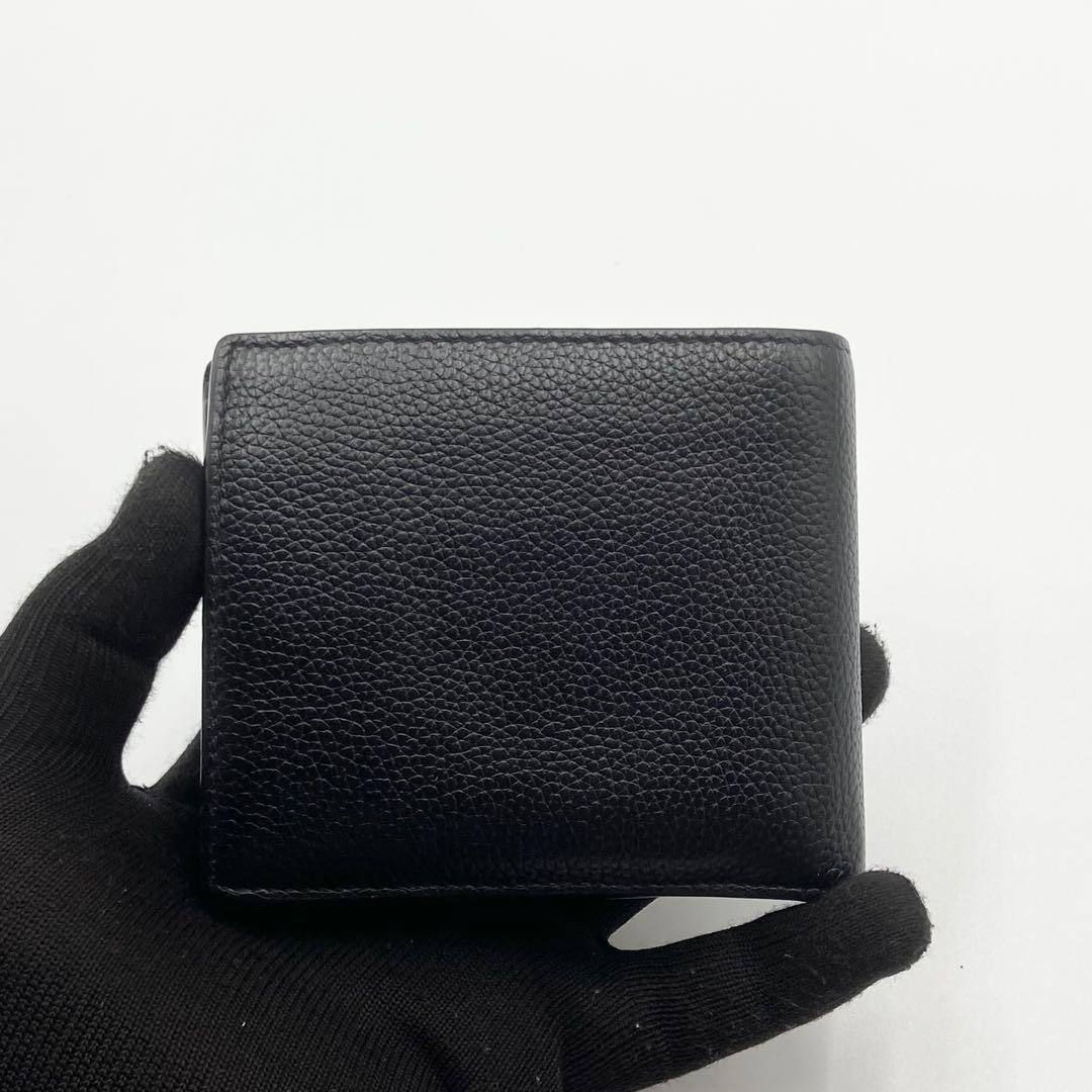 極美品　サンローラン　折り財布　YSL シボ革　レザー　ユニセックス　ブラック