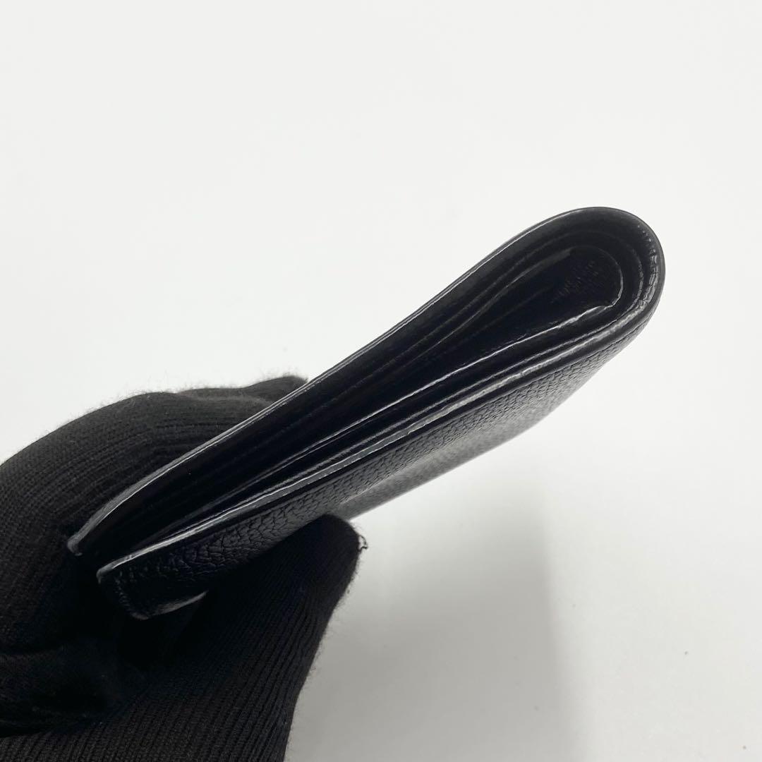 極美品　サンローラン　折り財布　YSL シボ革　レザー　ユニセックス　ブラック