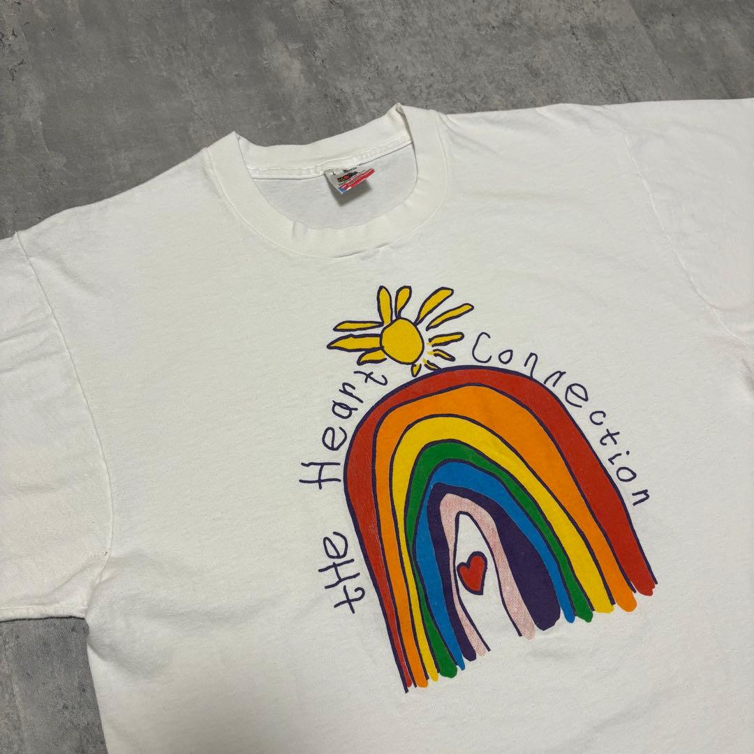 断*イ様 90s USA製 ヴィンテージ　Tシャツ　虹　企業　レインボー　ハート