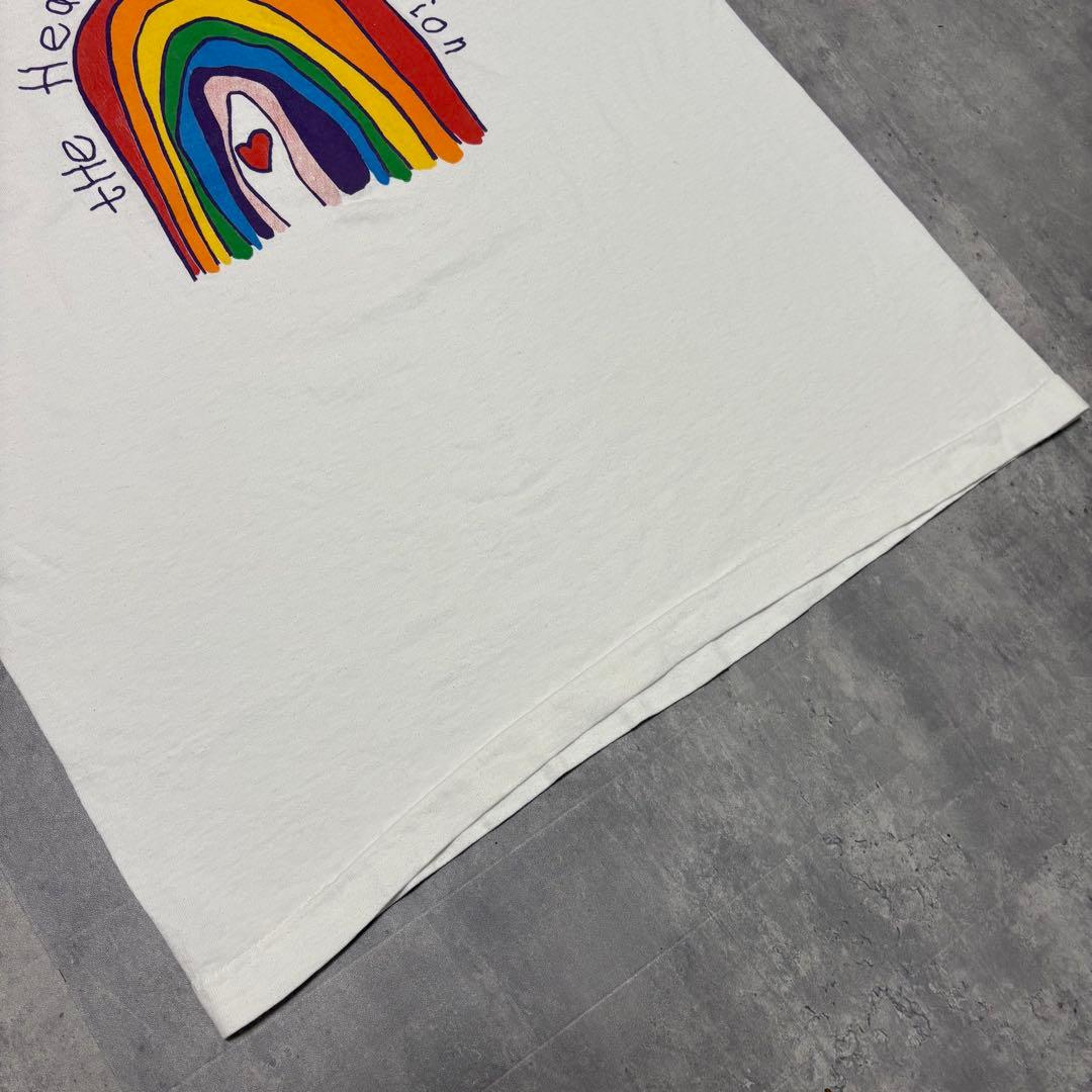 断*イ様 90s USA製 ヴィンテージ　Tシャツ　虹　企業　レインボー　ハート