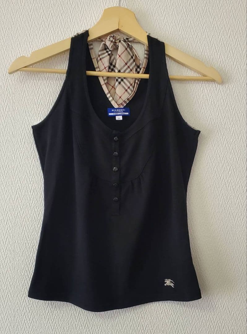 BURBERRY BLUELABEL ノースリーブ ノバチェック 黒 リボン