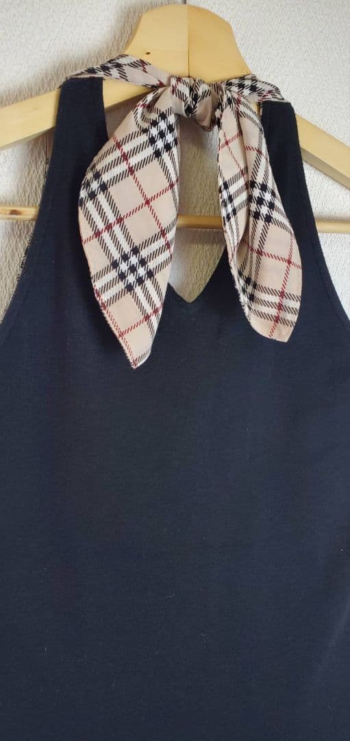 BURBERRY BLUELABEL ノースリーブ ノバチェック 黒 リボン