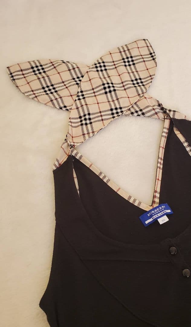 BURBERRY BLUELABEL ノースリーブ ノバチェック 黒 リボン
