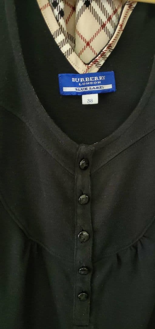 BURBERRY BLUELABEL ノースリーブ ノバチェック 黒 リボン