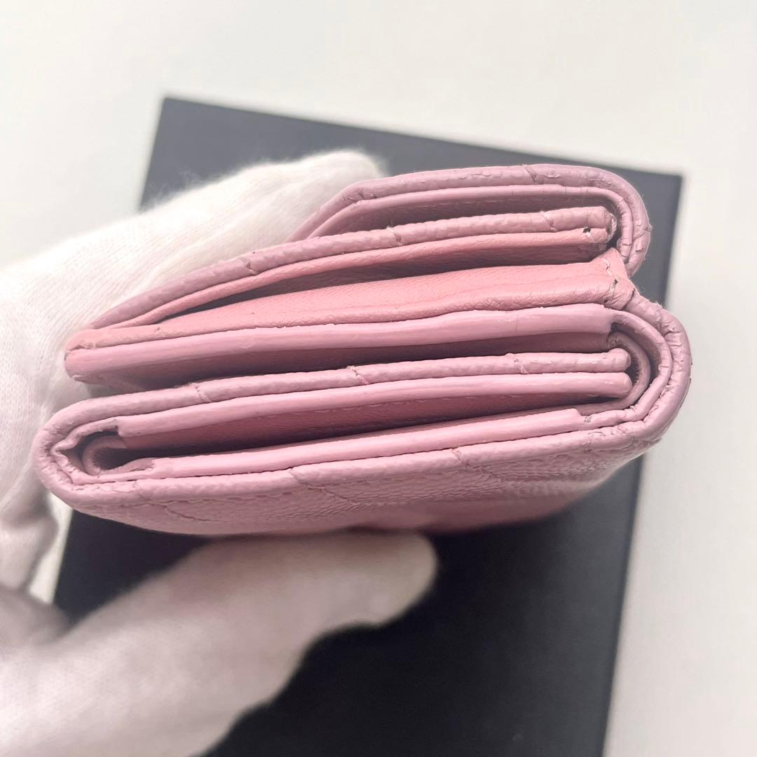 【希少カラー】SAINT LAURENT ピンク 三つ折り財布 YSLロゴ 箱付
