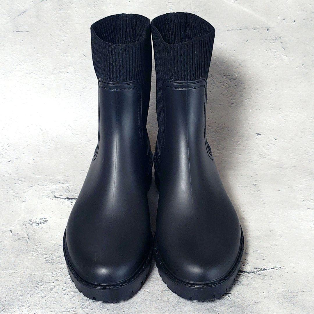 【人気デザイン】新品 DIANA【37】防水 ニット サイドゴア レインブーツ