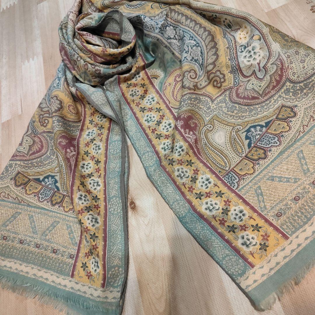 ETRO ペイズリー柄シルク＆ウール 大判ストール（週末値下げ中）