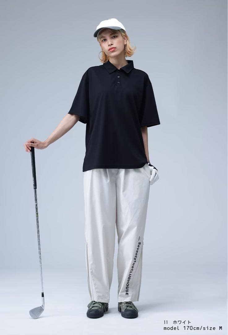 定価¥14,300ANTIQUA GOLF × STCH＊ロゴ入りゴルフパンツ白