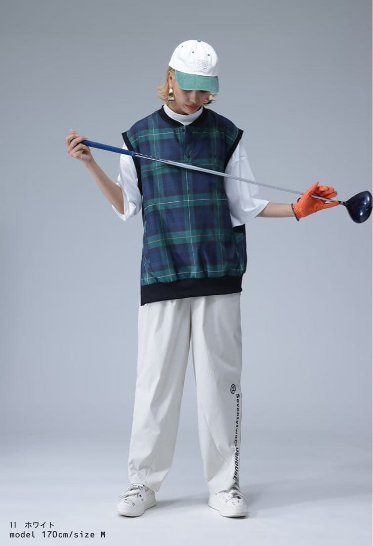 定価¥14,300ANTIQUA GOLF × STCH＊ロゴ入りゴルフパンツ白