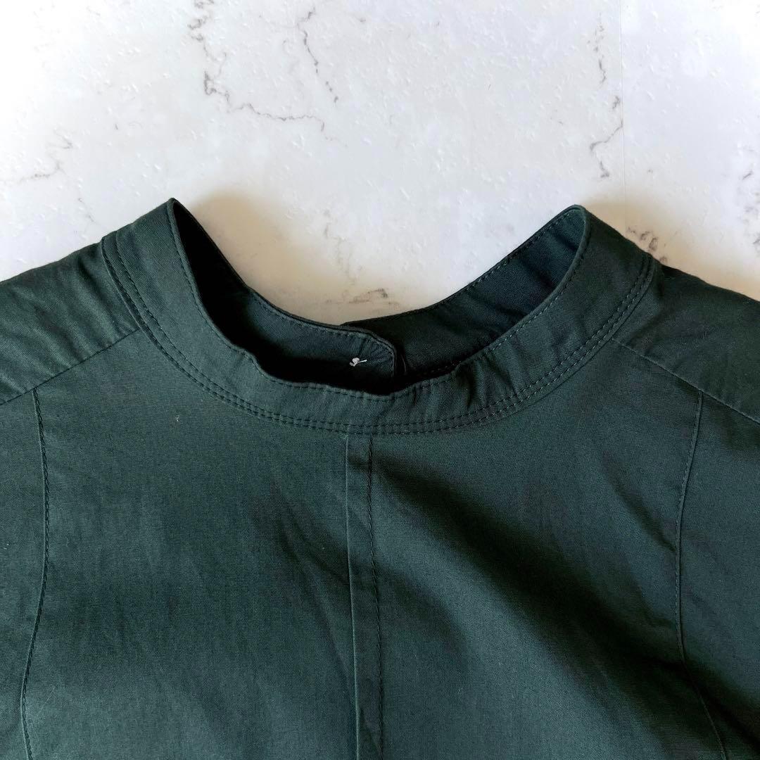 美品 H B&Y取扱 SEA シー 日本製ブザム スリット シャツワンピース 緑