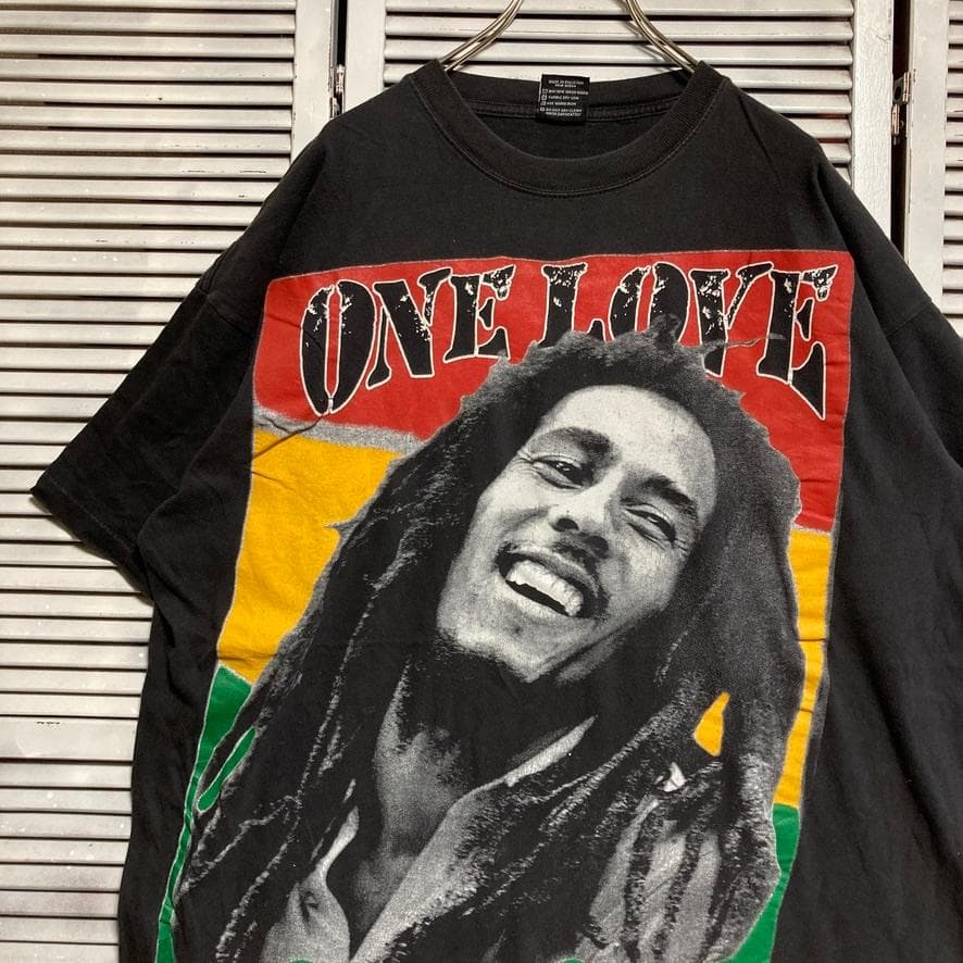BSXA ラップ Tシャツ ボブマーリー ワンラブ レゲエ ラスタ 黒