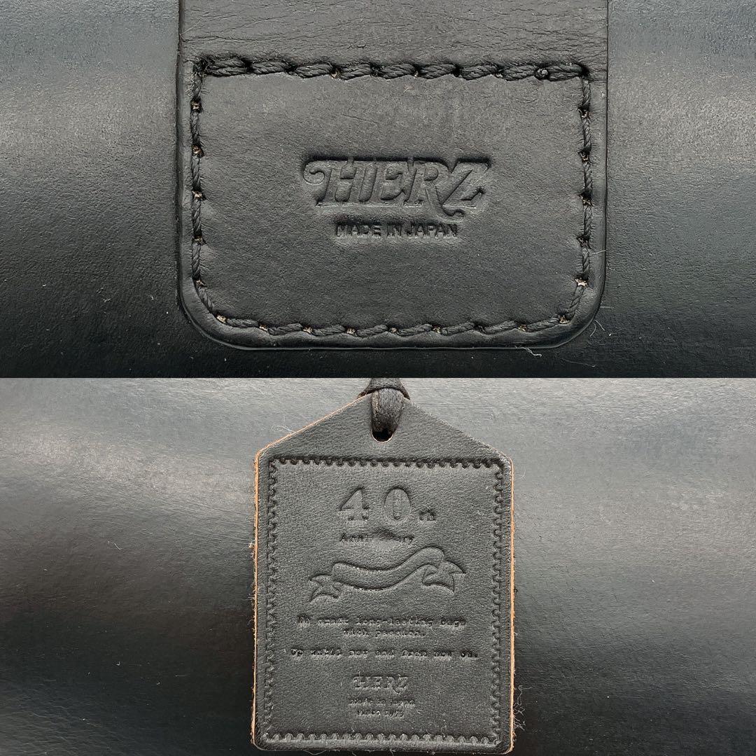 【HERZ】ボストンバッグ　レザー　ゴールド金具　ブラック　自立　旅行鞄