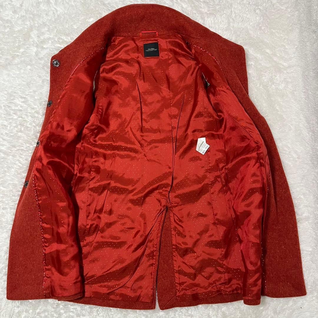 MaxMara WEEKEND スタンドカラーコート オレンジ ヘリンボーン L