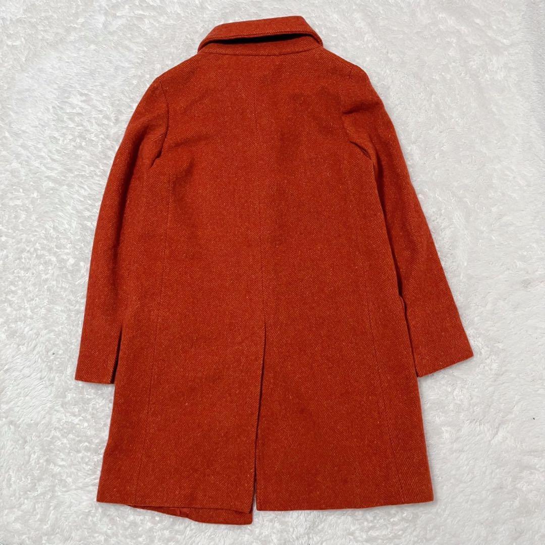 MaxMara WEEKEND スタンドカラーコート オレンジ ヘリンボーン L