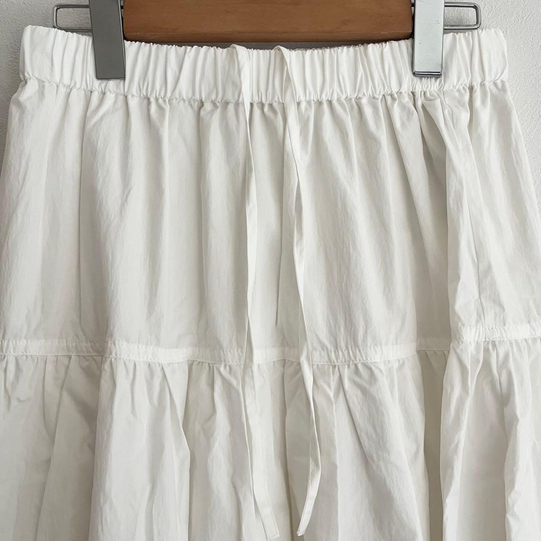 定価2.31万 ビアズリー ギャザースカート 白 春スカート オールシーズン可