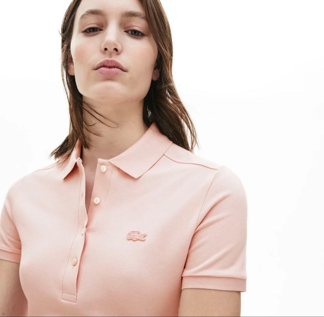 美品　LACOSTE ラコステ　ストレッチコットンピケポロドレス ピンク 36