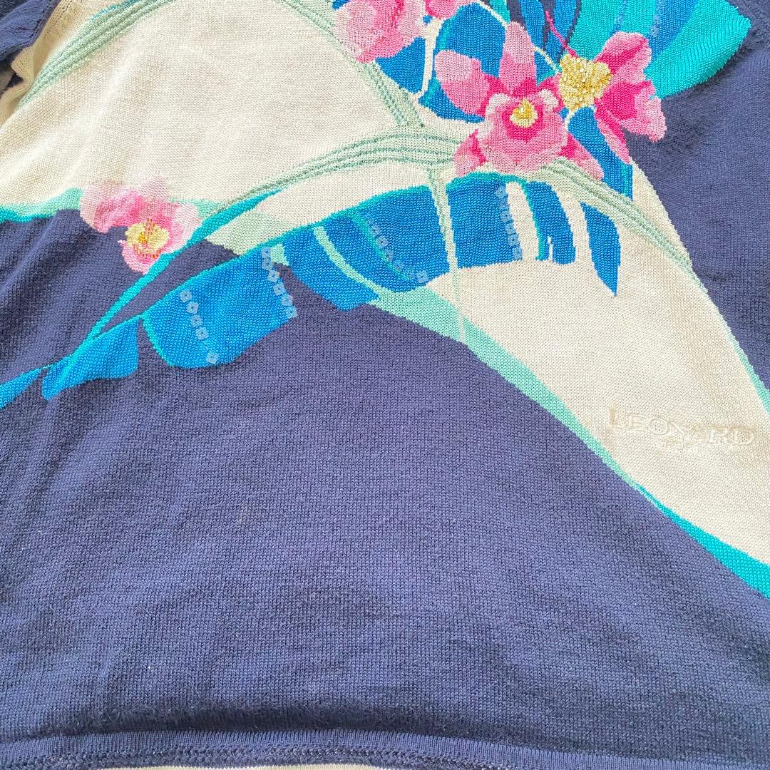 レオナールスポーツ 花柄ニット カシミヤ シルク混 40