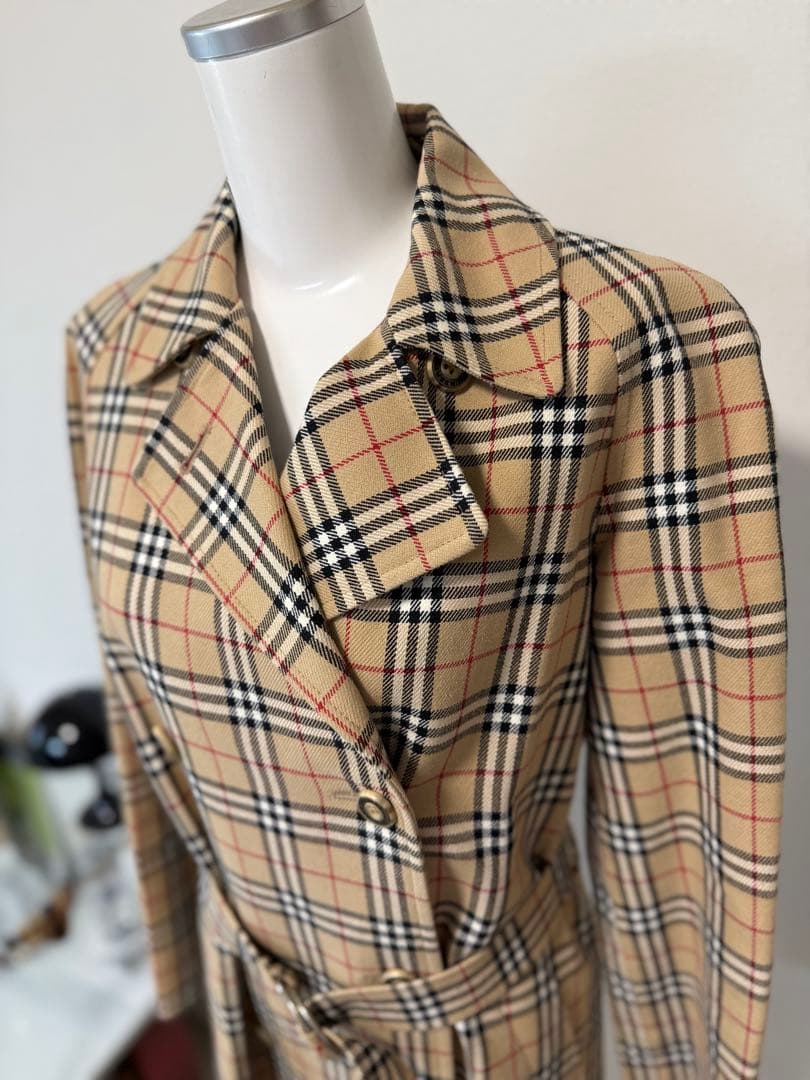 チェック柄 ダブルブレスト ロングコート