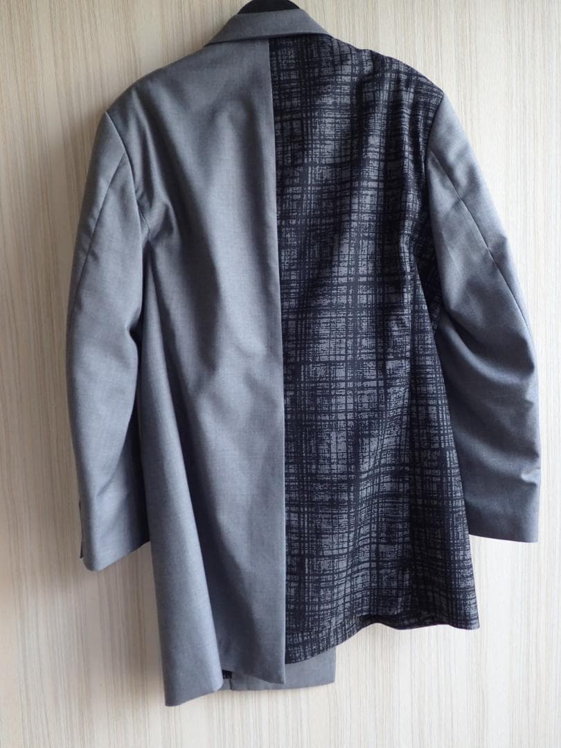 ✨シェラック×セマンティックデザイン アシンメトリ チェック切替ダブルジャケット