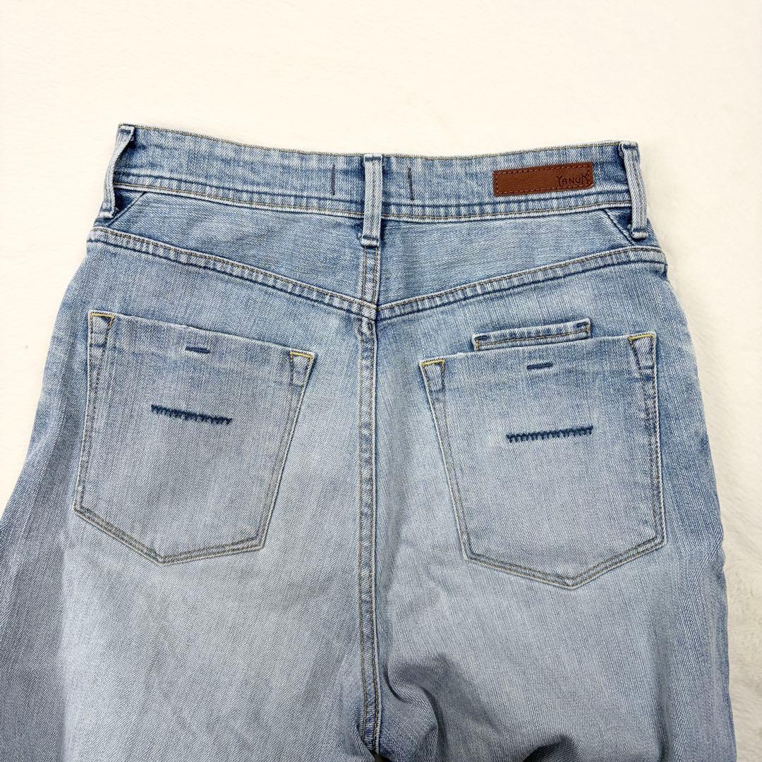 b1647✨美品【YANUK】ストレートデニム　ボーイズ　LEA　ダメージ　25