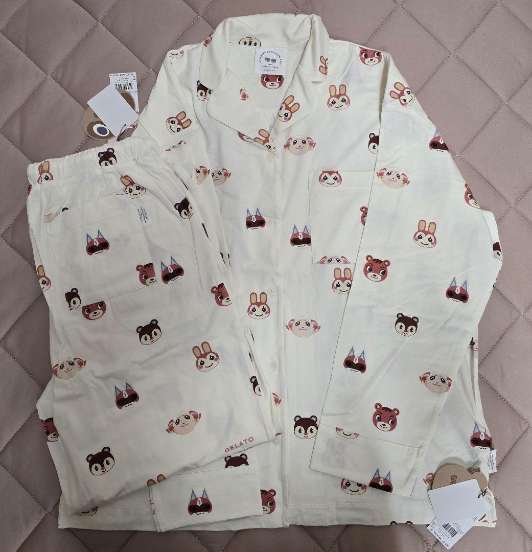 新品 ジェラートピケ あつ森 キャラクター柄シャツ ロングパンツ レッド