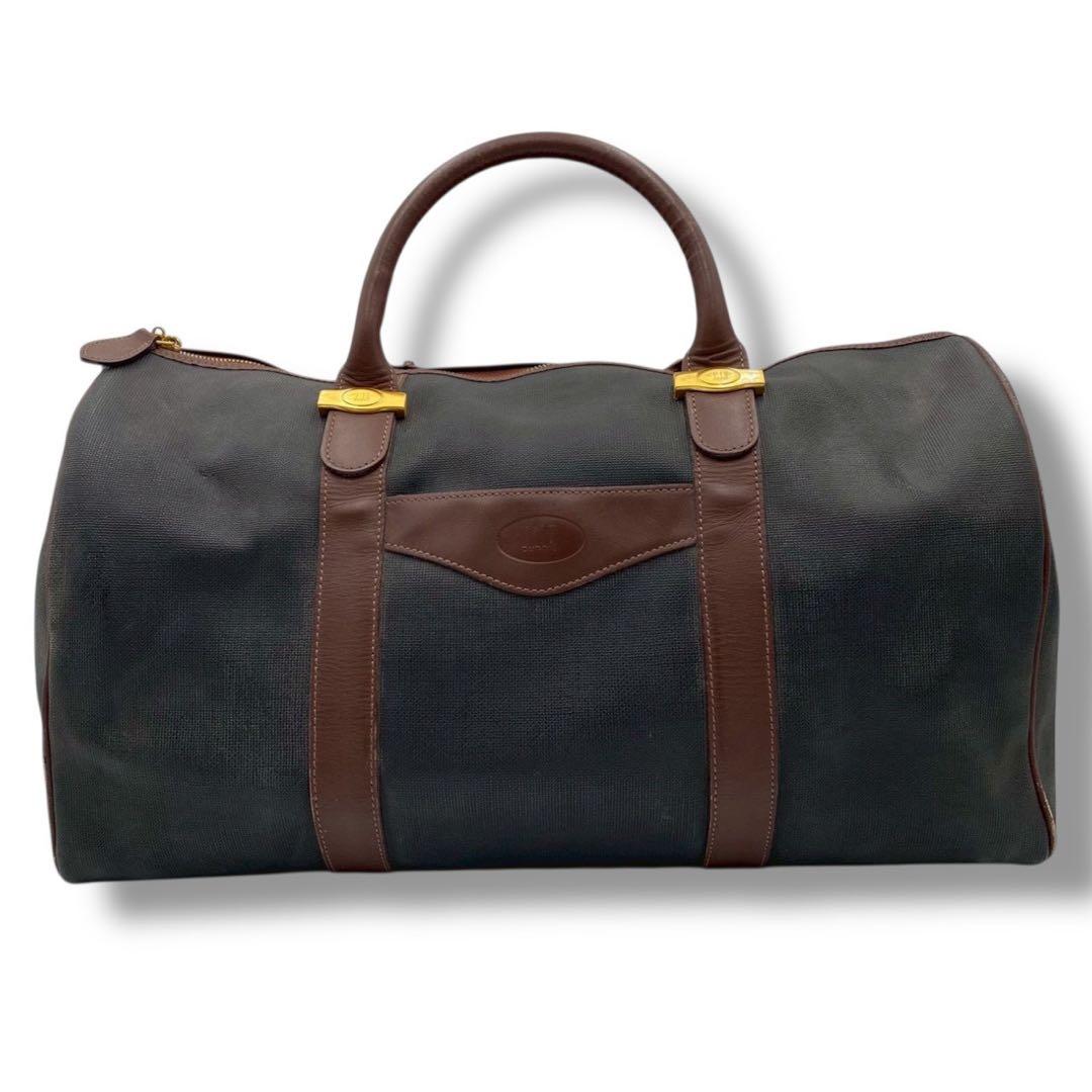 dunhill ダンヒル ボストンバッグ ロゴ PVC レザー ゴールド金具