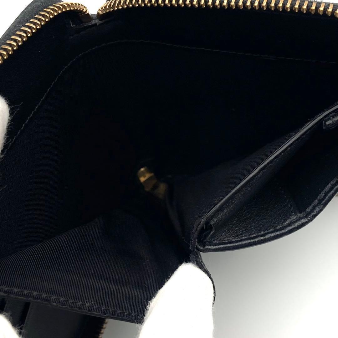 極美品● ヴェルサーチ 折り財布 二つ折り メデューサ 金具 ブラック レザー