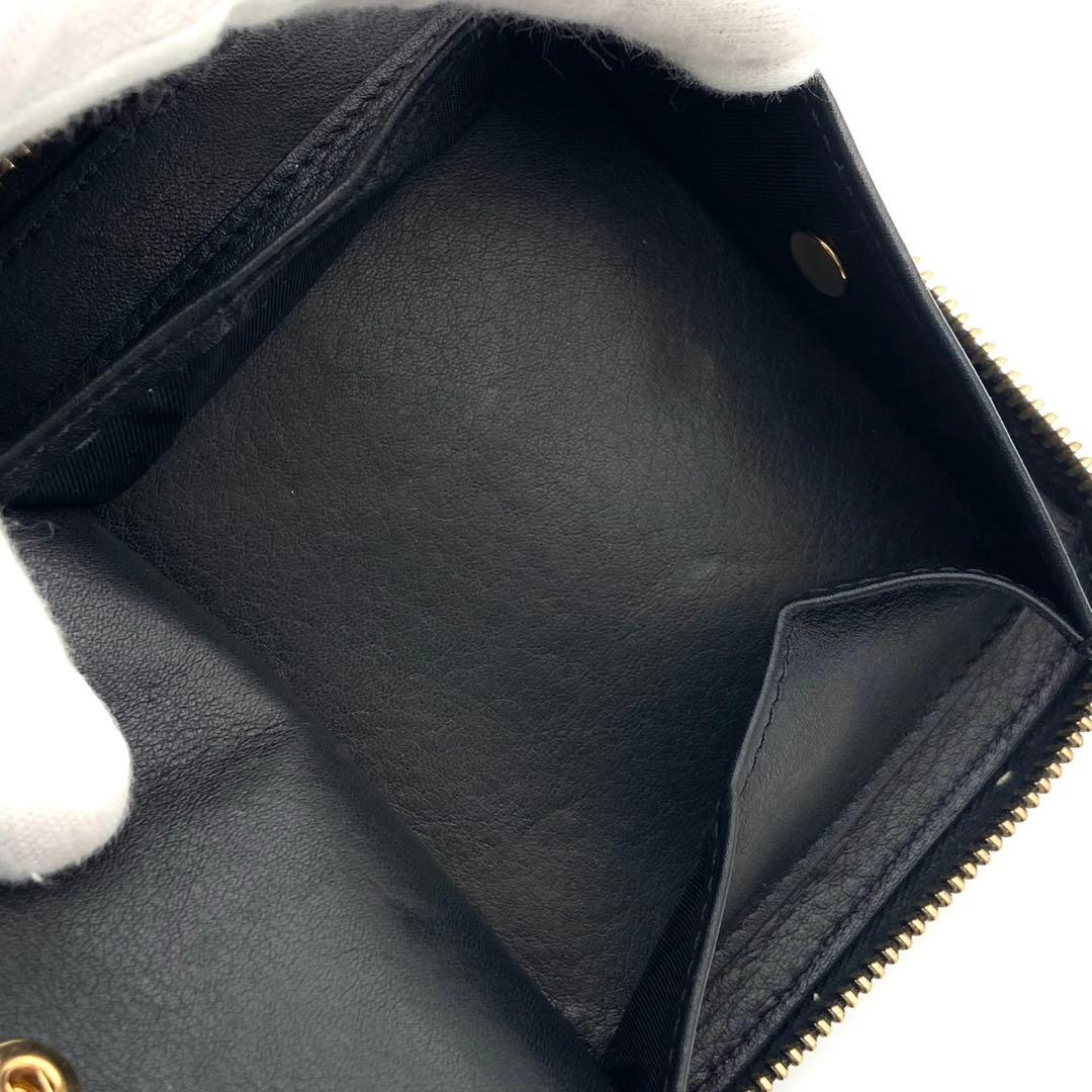 極美品● ヴェルサーチ 折り財布 二つ折り メデューサ 金具 ブラック レザー