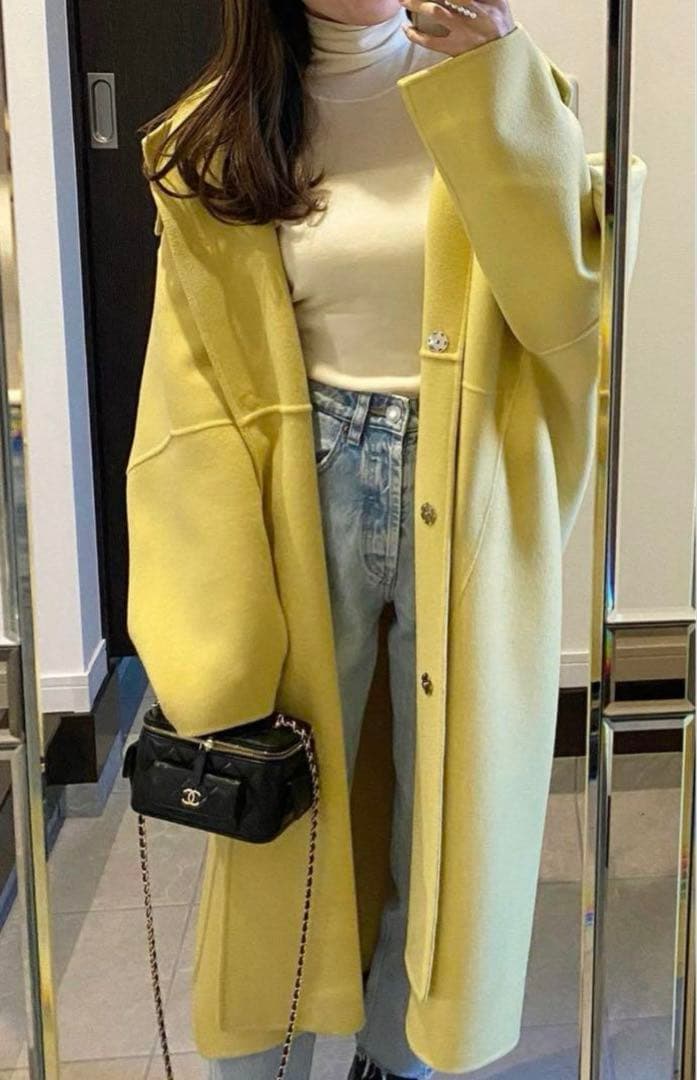 【お値下げしました】ルシェルブルー　Hooded Over COAT イエロー